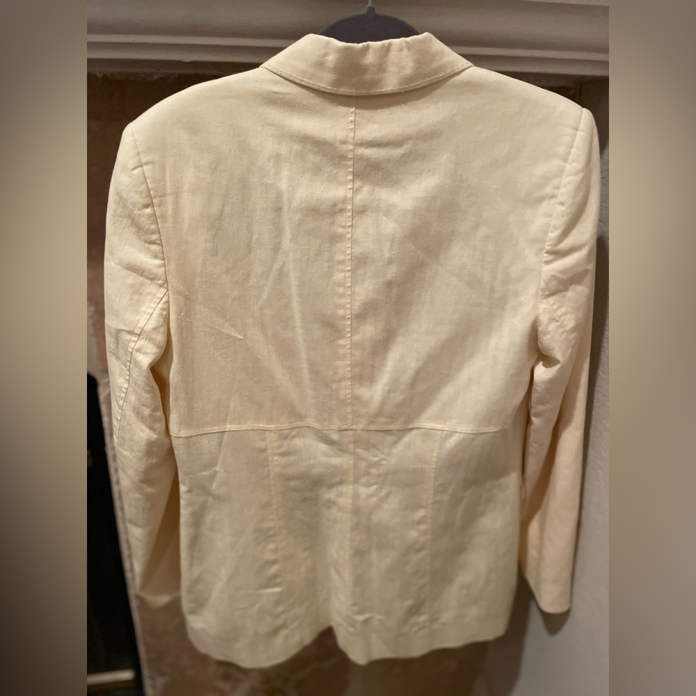 NWOT Harve Benard butter yellow lined Linen Cotton blazer preppy business 12T - Picture 2 of 11